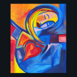 "Peace" Abstract Art Portait Painting Poster<br><div class="desc">Bright and colorful expressionist art portrait piece originally painted in acrylic on canvas. Artist: Kelly Blakely, Luna Selene Creations. Original size 16X20"</div>