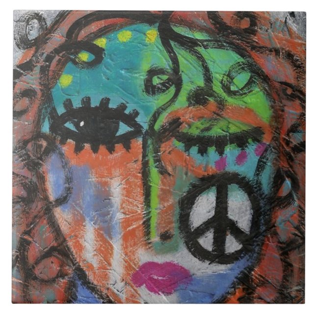 Peace Abstract Portrait of a Woman Ceramic Tile (Front)