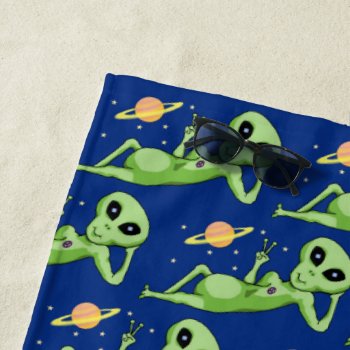 Peace Alien Beach Towel by Shenanigins at Zazzle