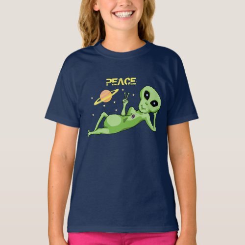 Peace Alien Girls Fine Jersey T_Shirt