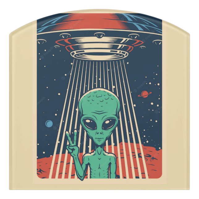 Peace Alien Magnet Door Sign (Contour Front)