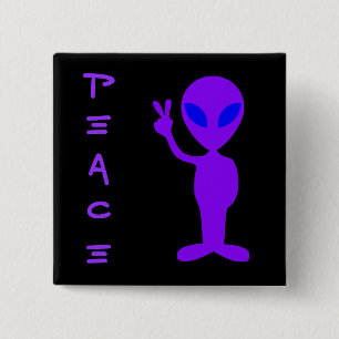 Peace Alien Pinback Button