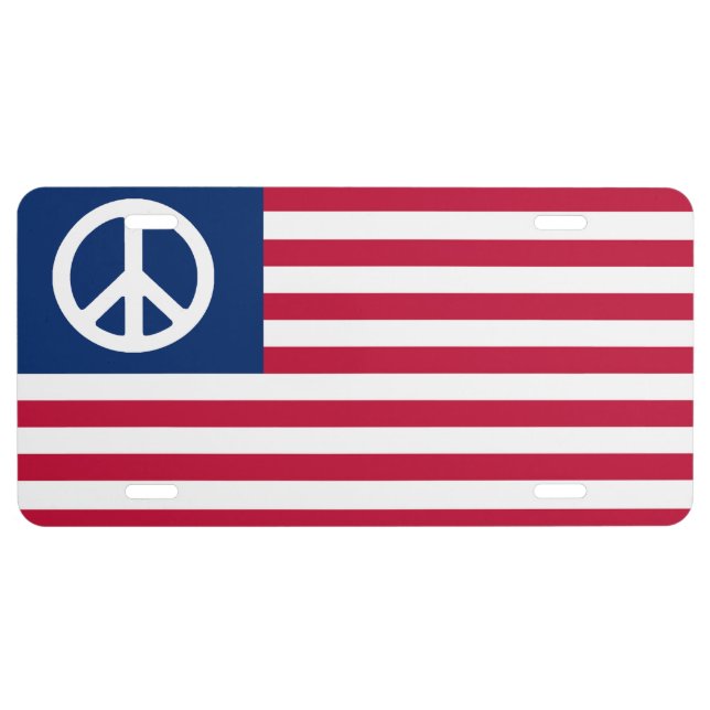 PEACE AMERICAN FLAG PATRIOTIC LICENSE PLATE (Front)