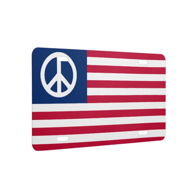 PEACE AMERICAN FLAG PATRIOTIC LICENSE PLATE | Zazzle