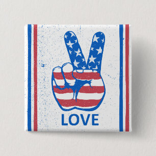 Peace American Flag Pattern Button