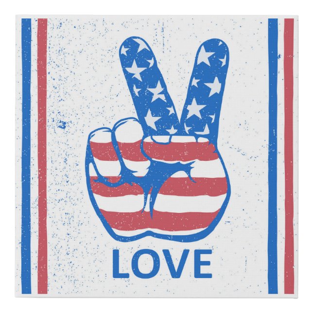 Peace American Flag Pattern Faux Canvas Print (Front)