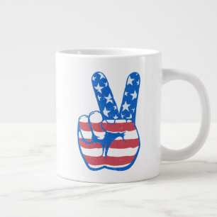 Peace American Flag Pattern Giant Coffee Mug