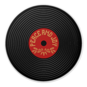 Peace an joy vinyl record design ceramic knob