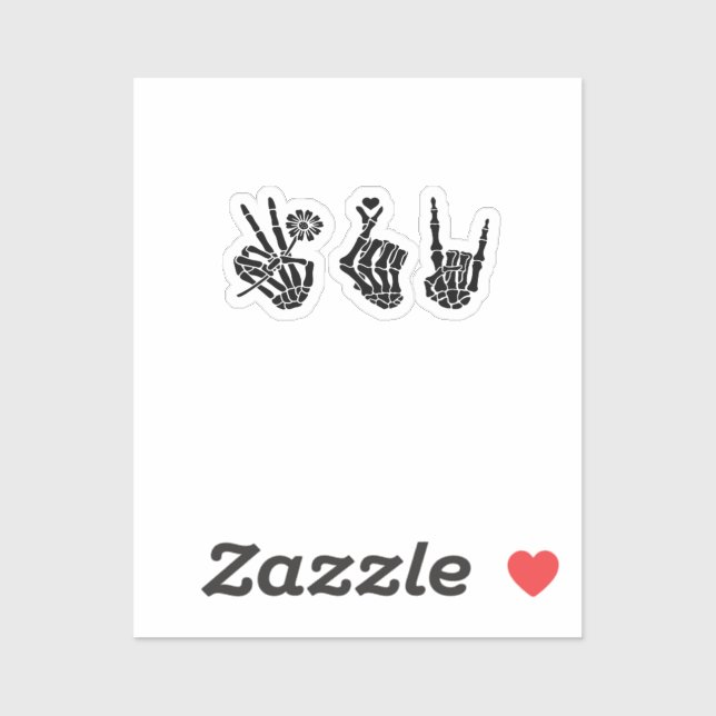 Peace And And Roll Skeleton Hands Classic Sticker (Sheet)