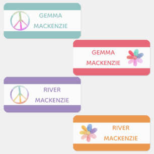 Peace and Flowers Boho Hippie Clothing Name Labels
