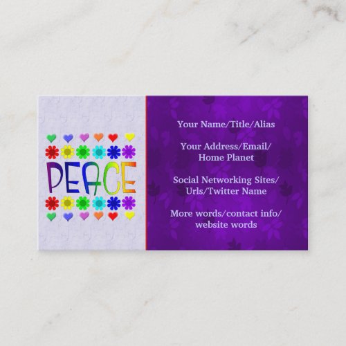 Peace and Flowers Business Card