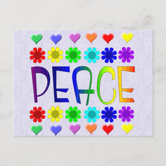 Peace and Flowers Postcard (Front)