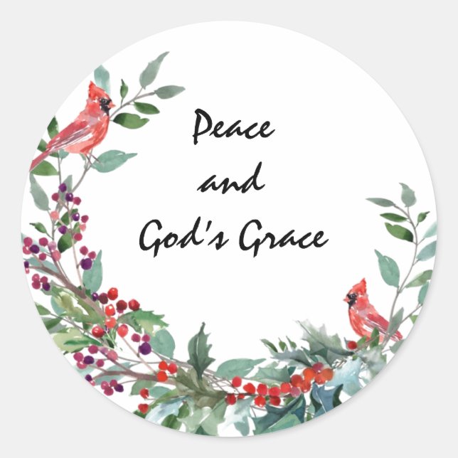 Peace and God’s Grace Classic Round Sticker (Front)