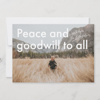 Peace and Goodwill Modern Flat Holiday Photo Card