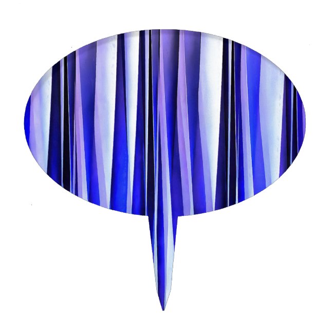 Peace and Harmony Blue Striped Abstract Pattern Cake Topper (Front)