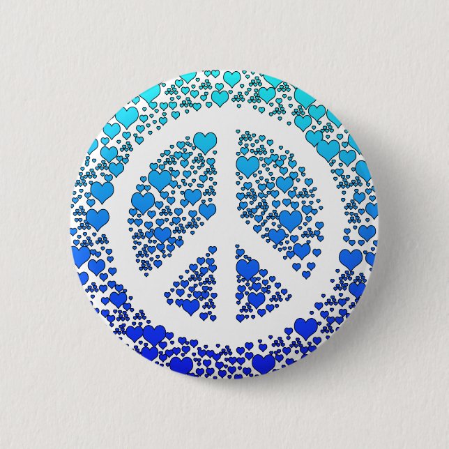 Peace and Hearts. Pinback Button (Front)