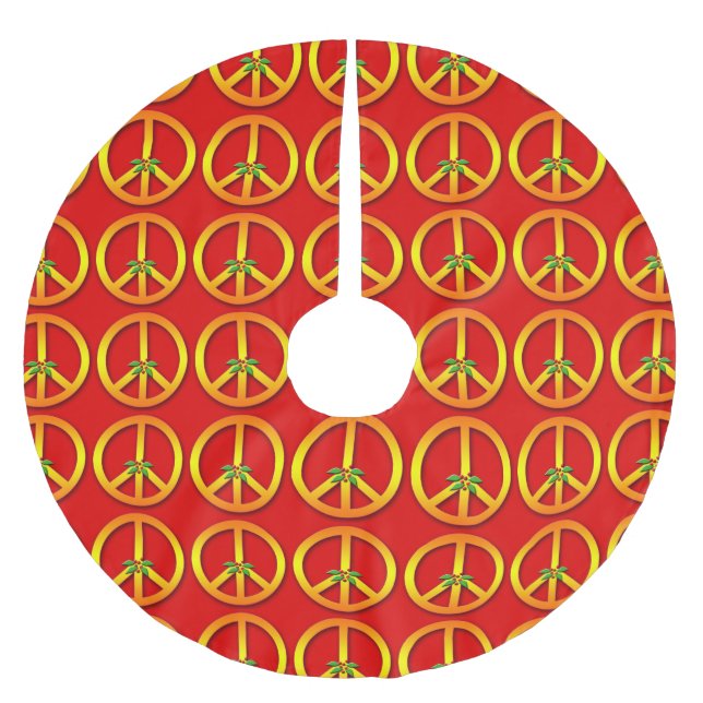 Peace and Holly Christmas Tree Skirt (Front)