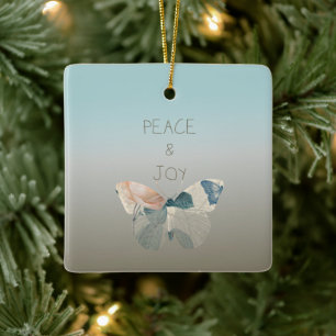 Peace and Joy Butterfly Ceramic Ornament