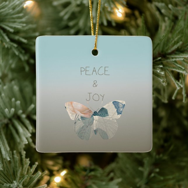 Peace and Joy Butterfly Ceramic Ornament (Tree)