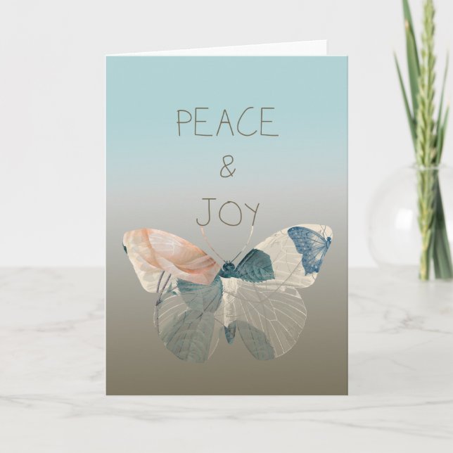 Peace and Joy Butterfly Holiday Card (Front)