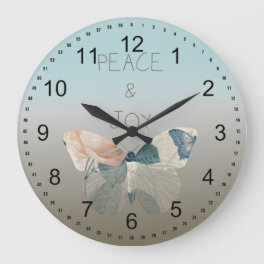 Peace and Joy Butterfly Large Clock