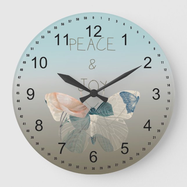Peace and Joy Butterfly Large Clock (Front)