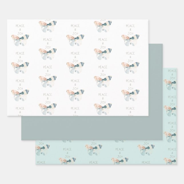Peace and Joy Butterfly Wrapping Paper Sheets (Set)