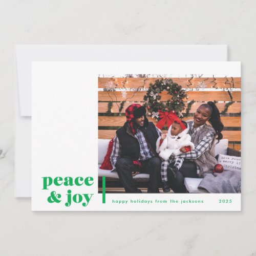 Peace and Joy Corner Modern Photo Holiday Card