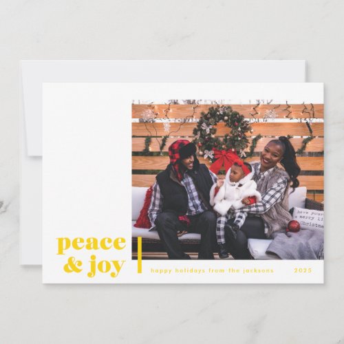 Peace and Joy Corner Modern Photo Holiday Card