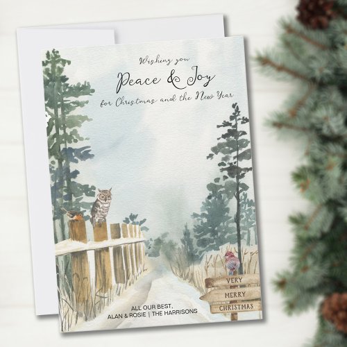 Peace and Joy Country Path Christmas Holiday Card