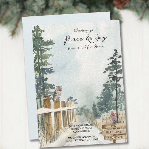 Peace and Joy from New Home Woodland Path Winter Announcement