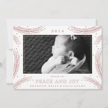 Peace And Joy Gold Feathers Christmas Holiday Card by simplysostylish at Zazzle