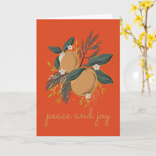 Peace and Joy Holiday Greeting Card (Yellow Flower)