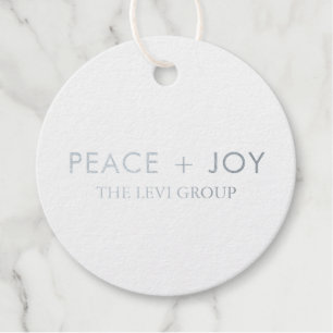 Peace and Joy Minimal Christmas Circle Silver Foil Favor Tags