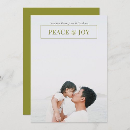 Peace And Joy Modern Christmas Green Card