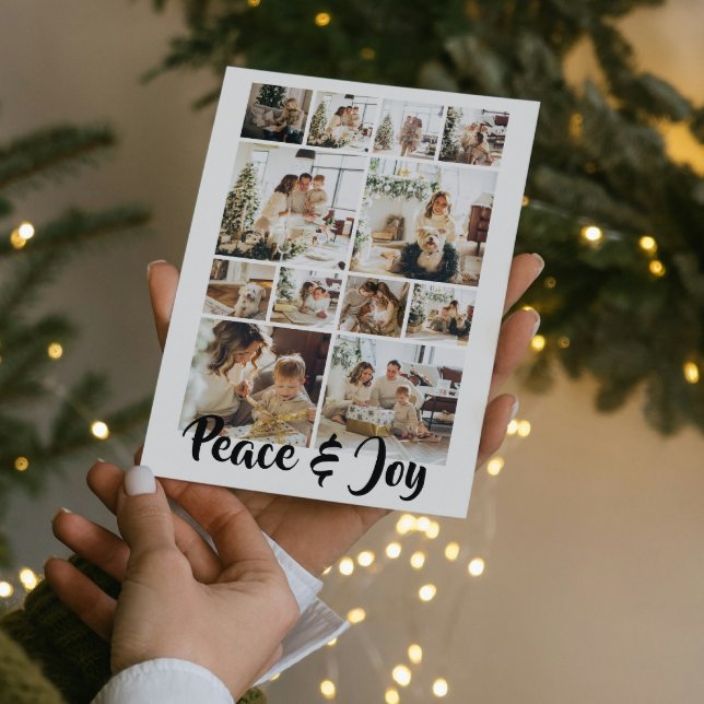 Peace and Joy Photo Christmas Personalized Holiday Card (Peace and Joy Photo Christmas Personalized Holiday Card by Ricaso add 12 photographs, make your own)