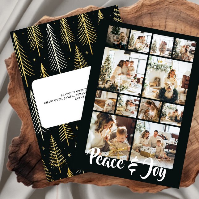 Peace and Joy Photo Christmas Personalized Holiday Card (Peace and Joy Photo Christmas Personalized Holiday Card by Ricaso. Add 12 photographs and message)