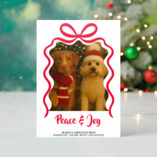 Peace and Joy Photo Christmas Personalized Letterpress Photo Cards