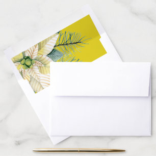 Peace And Joy Poinsettia Winter Flowers Christmas Envelope Liner