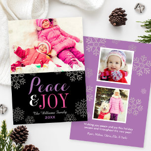 Peace and Joy Snowflake Photo Greeting Holiday Card
