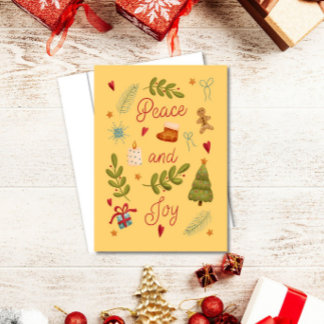 Peace and Joy Watercolor Christmas Card