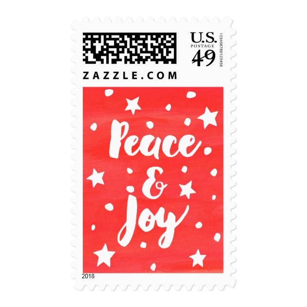 Peace And Joy Watercolor Holiday Wishes Postage