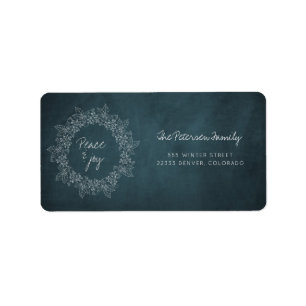 Peace and joy wreath chalkboard holiday address label