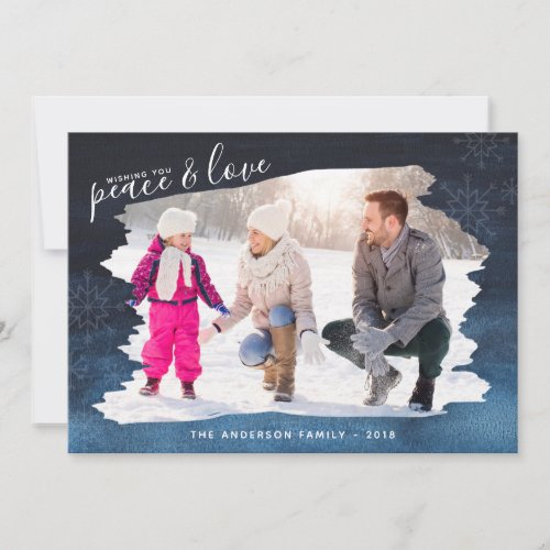 Peace and Love  Brush Photo Frame Christmas Holiday Card
