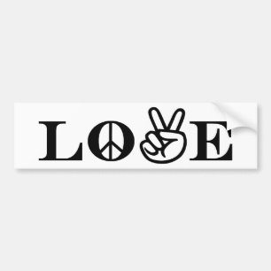 PEACE AND LOVE BUMPER STICKER