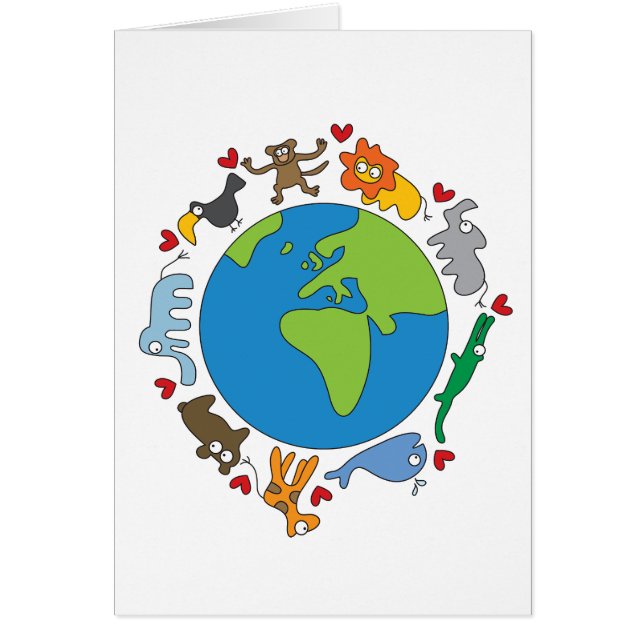 Peace And Love Cute Cartoon Animals of The World (Front)