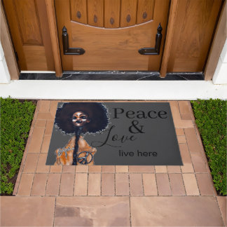 PEACE AND LOVE DOORMAT