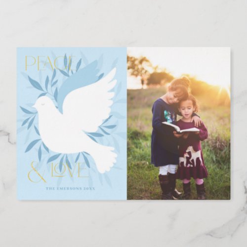 Peace and Love Dove Foil Holiday Card