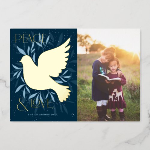 Peace and Love Dove Foil Holiday Card