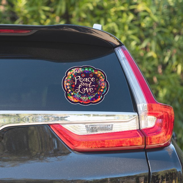 Peace and Love Encouragement Floral Inspirivity Sticker (Car Side)